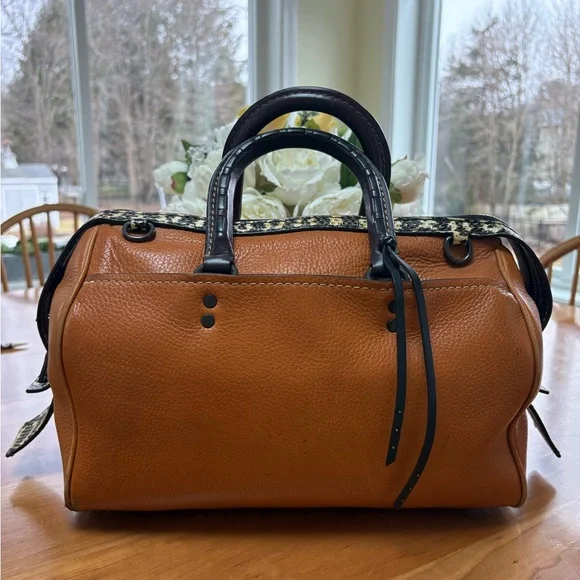Coach rogue 1941 exotic butterscotch tan purse handbag satchel leather fair - Picture 6 of 15